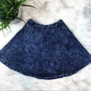 Highwaisted Denim Mini Skater Skirt
